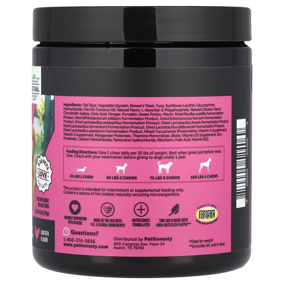Pet Honesty Multivitamin 10-in-1 for Dogs, Chicken Flavor, 90 Count EXP 2027