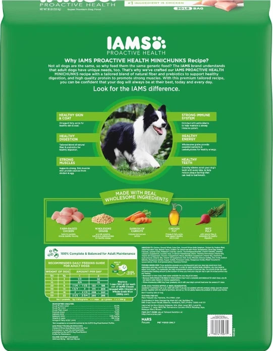 Iams Proactive Health Adult MiniChunks Dry Dog Food Chicken 30 lb 2 packs