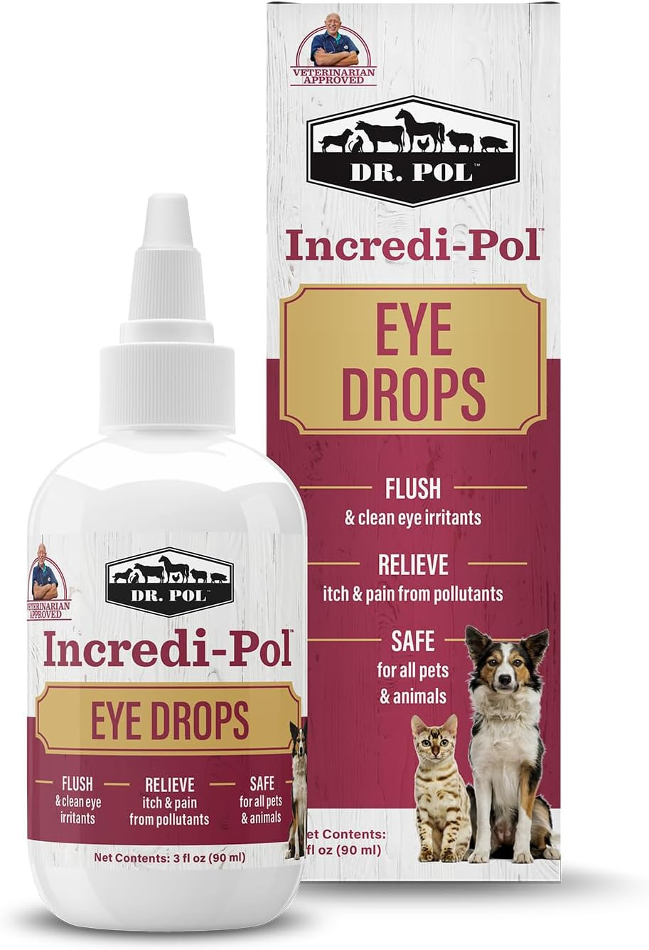 Incredi-Pol Eye Drops for Dogs, Cats, and All Animals – Dog Eye Drops to Flush a