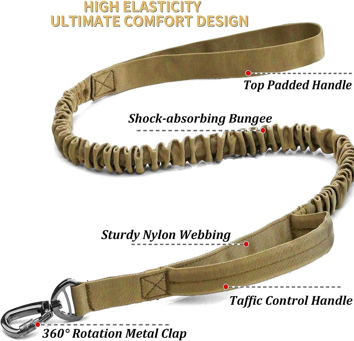 Tactical Dog Collar w/ Handle +Leash Heavy Duty Military Service Canine Training