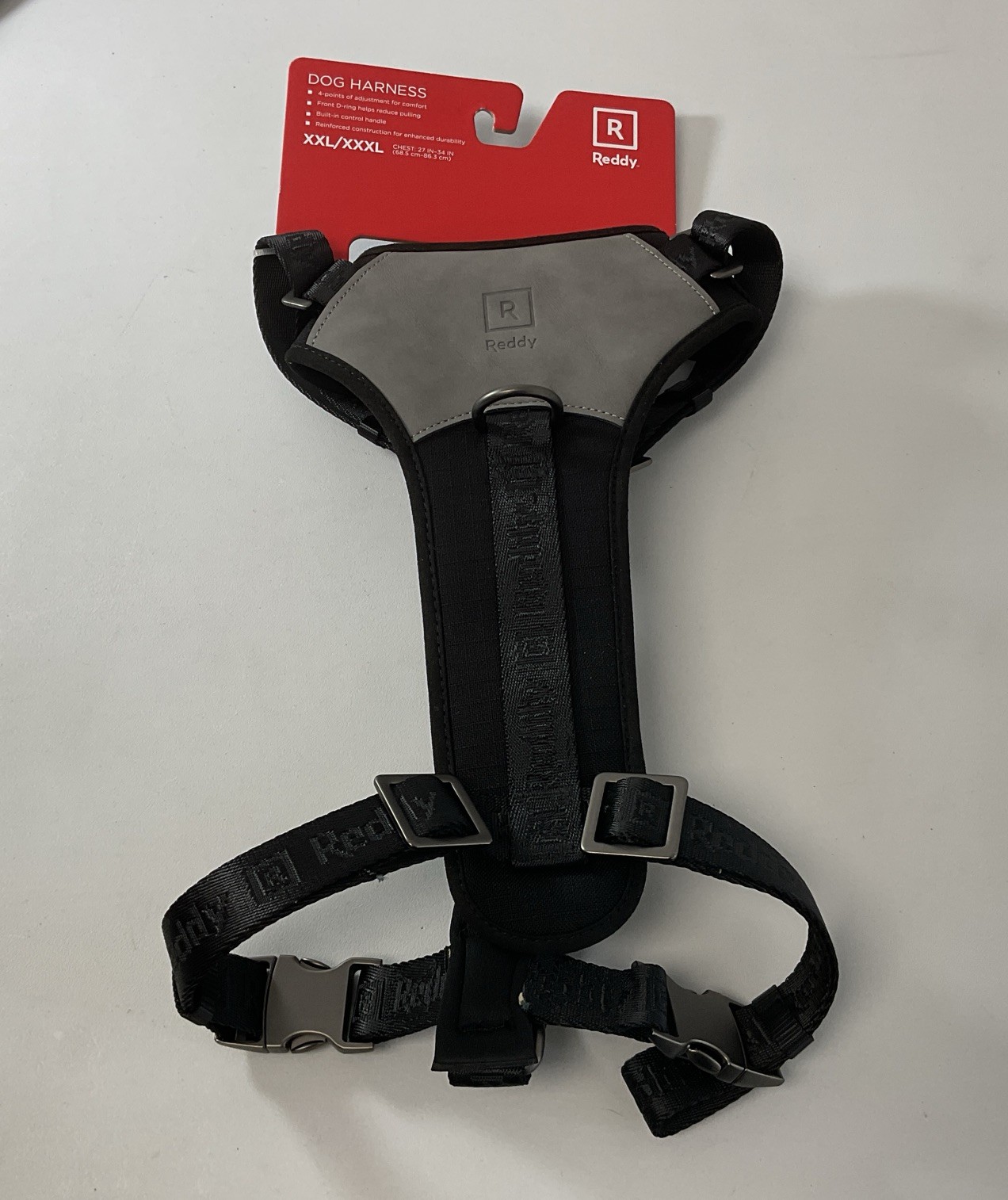 REDDY Jacquard Dog Harness-Size XXL/XXXL-Black -D-Rings-Traffic Control Handle