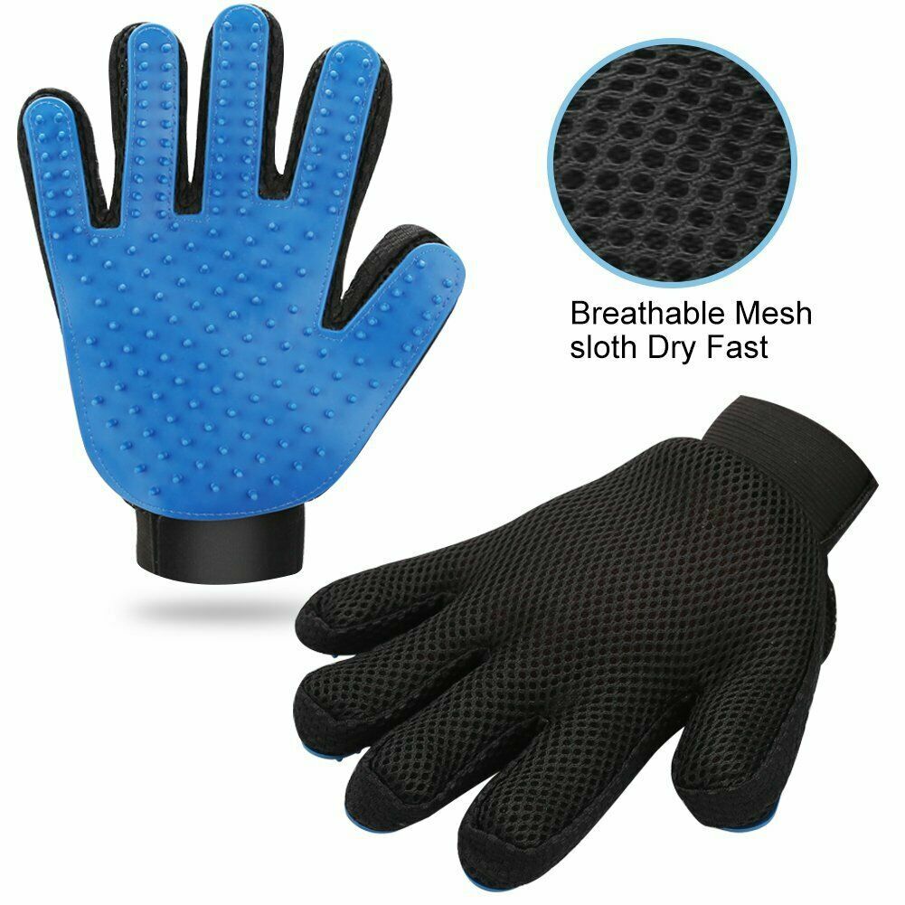 Dog Cat Grooming Gloves Pet Hair Remover Brush 1 Pair Massage Fur Mitt