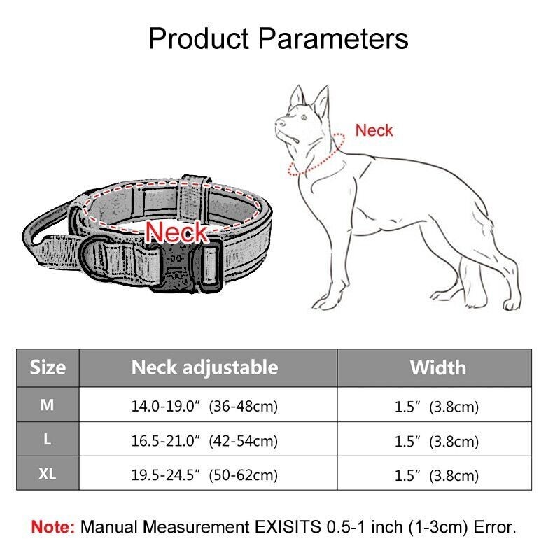 Tactical Dog Collar w/ Handle +Leash Heavy Duty Military Service Canine Training