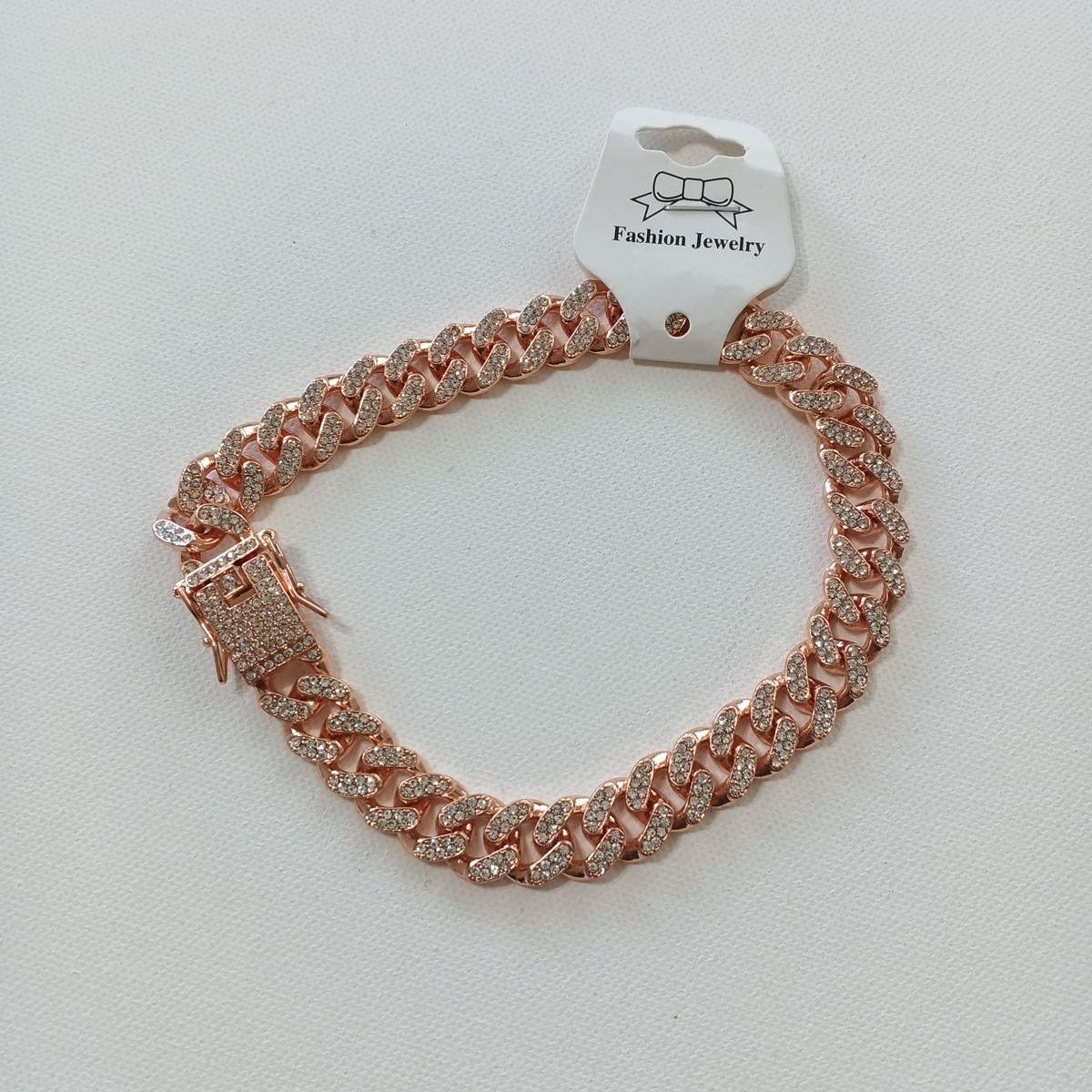 Chihuahua Dog Necklace Glamour Rhinestone Cuban Link Rose Gold Stainless Steel