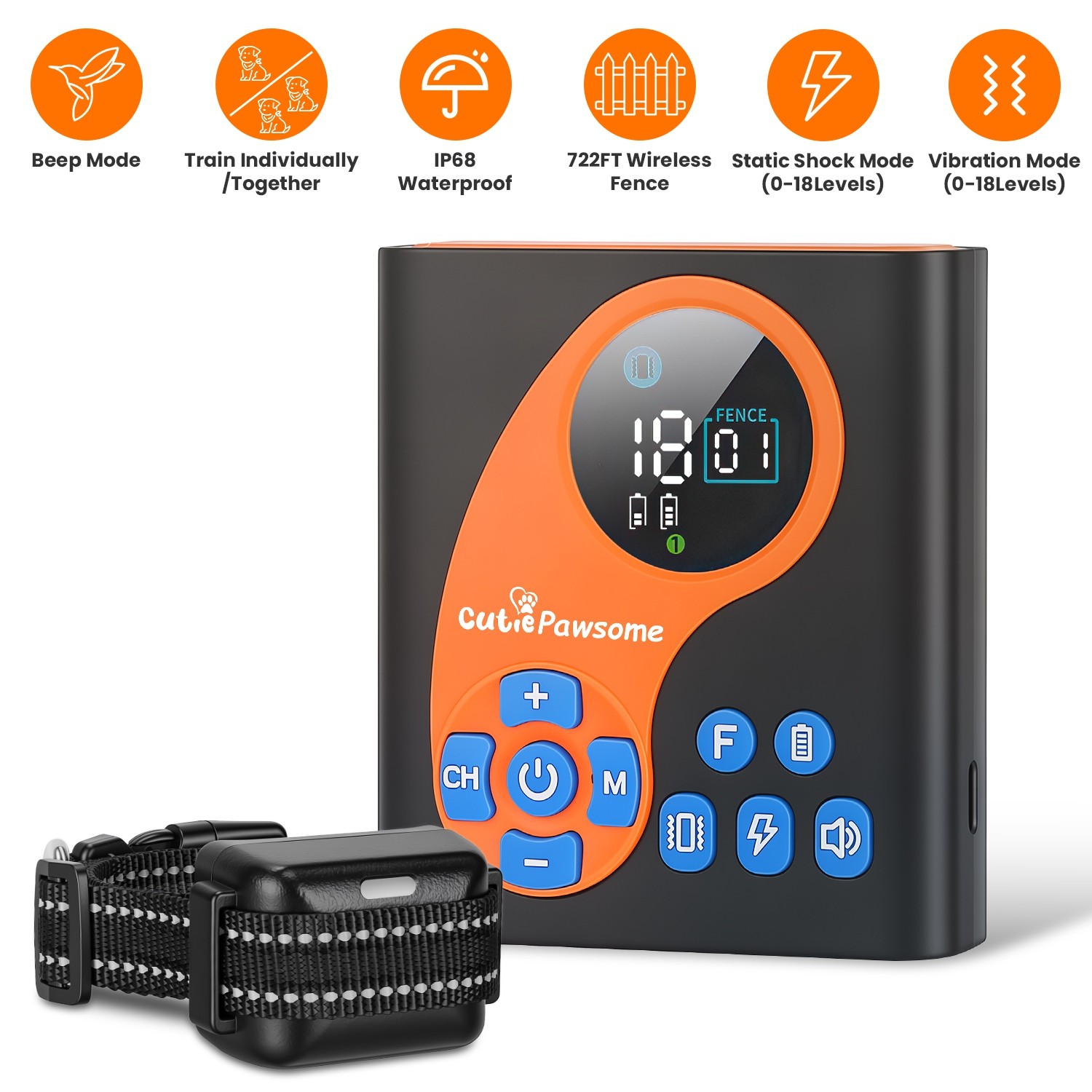 2IN1 Wireless Dog Fence System Pet Containment Boundary Control &Training collar