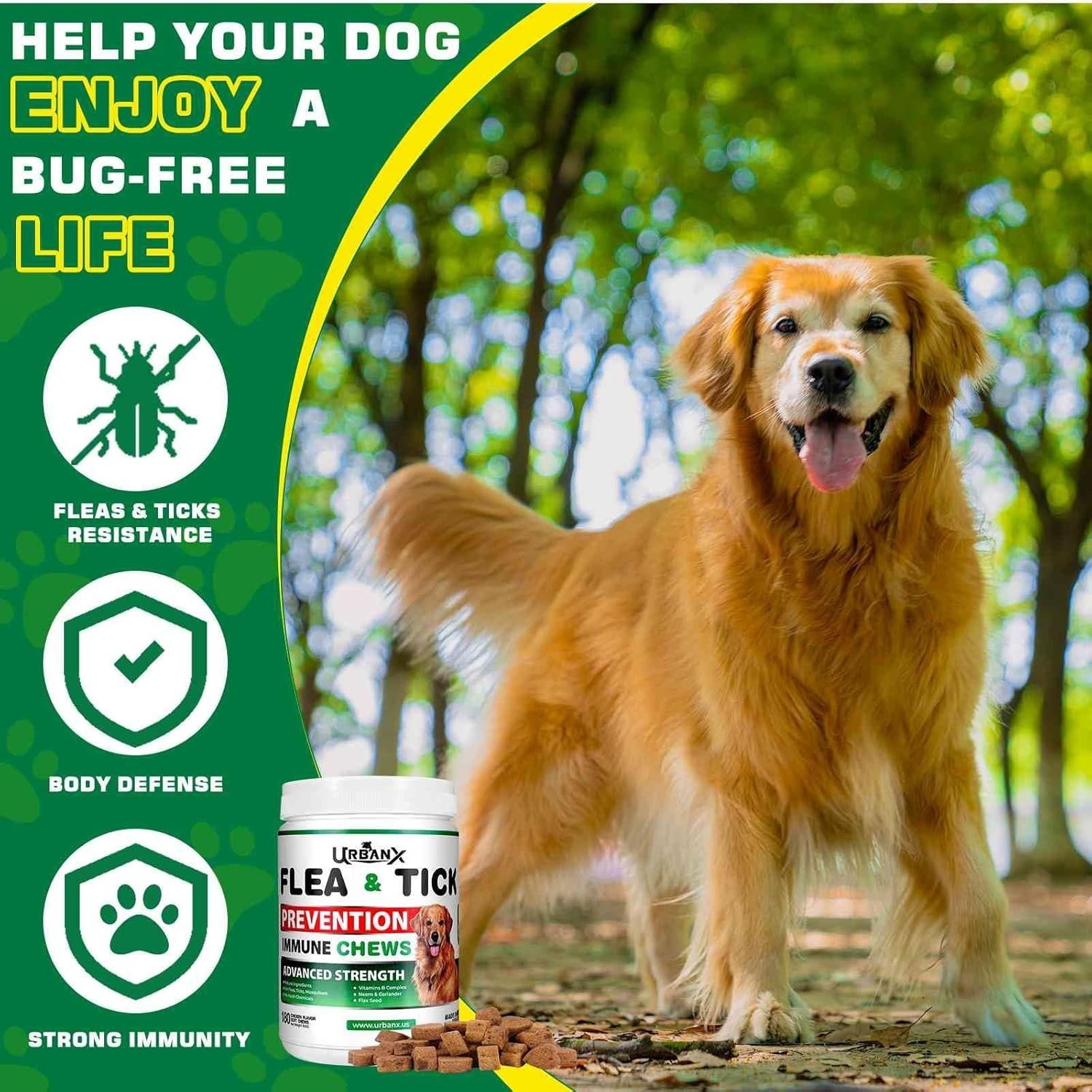 Flea Tick Prevention for Dogs Soft Chews 180 Ct Immune Support All Natural