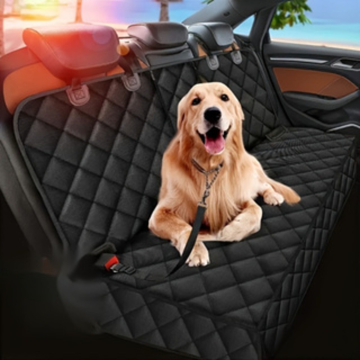 Dog Seat Cover Hammock for Back Seat Durable Waterproof Car Truck Suv Seatbelt