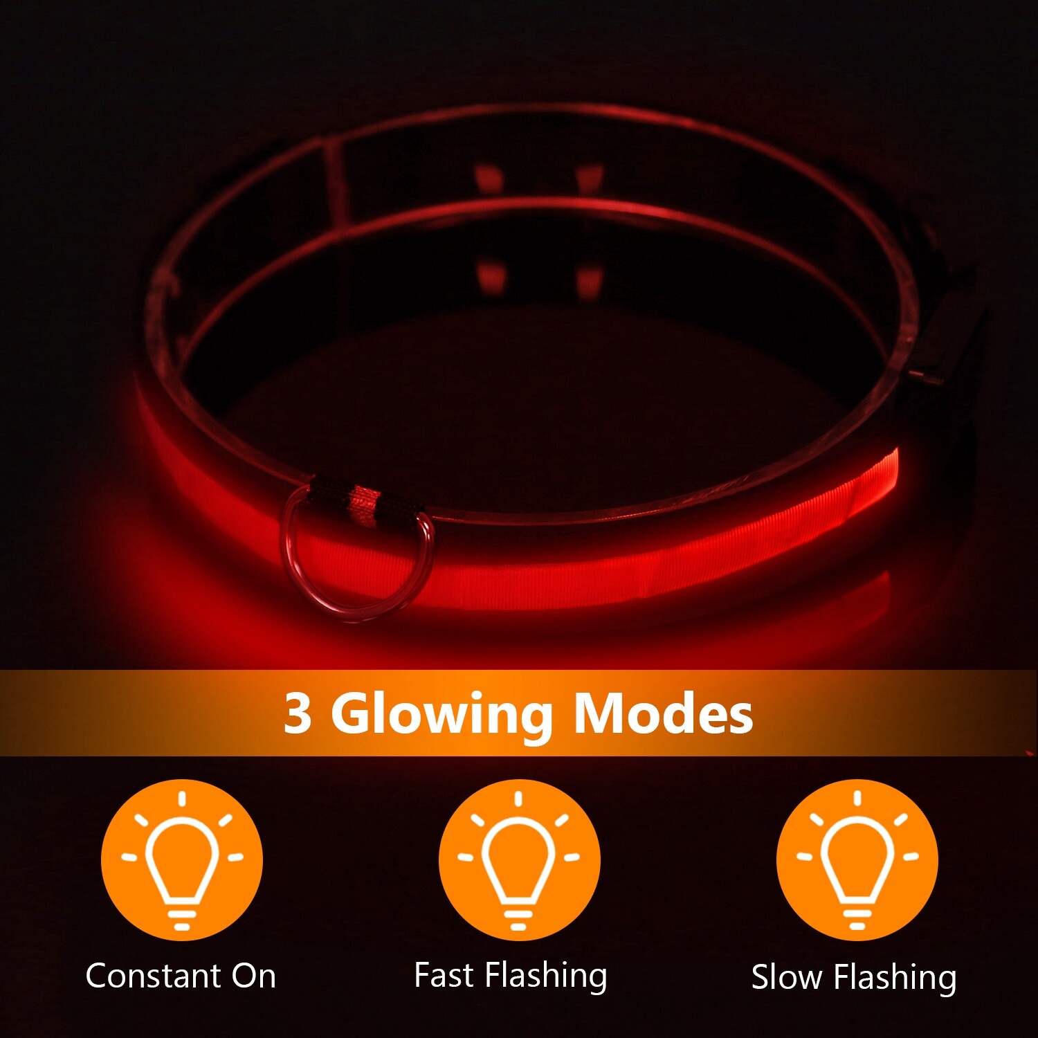 Rechargeable USB LED Pet Dog Glow Collar night safety adjustable flash light-up