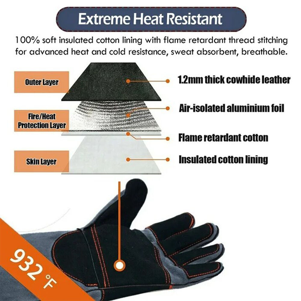 Animal Handling Gloves Leather Sleeve Bite Proof Dog Cat Bird Reptile Protection