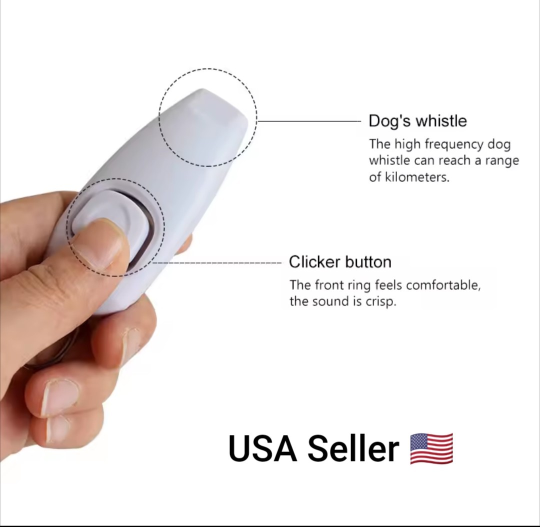 Hot 2 In 1 Cute Shape Dog Whistle Clicker Pet Dog Trainer Aid Guide With Key