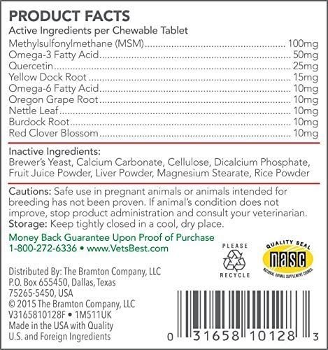Vet’s Best Medicine Allergy for Dogs Itch Skin Rash Itch Relief Dog Allergies US