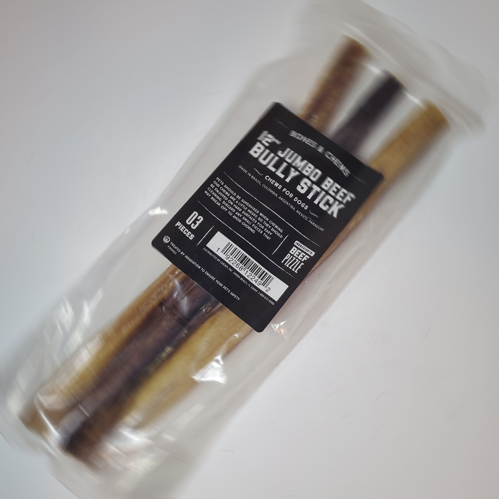 12″ Jumbo Beef Bully Sticks 3 pk Natural Pizzle Dog Treats Bones & Chews
