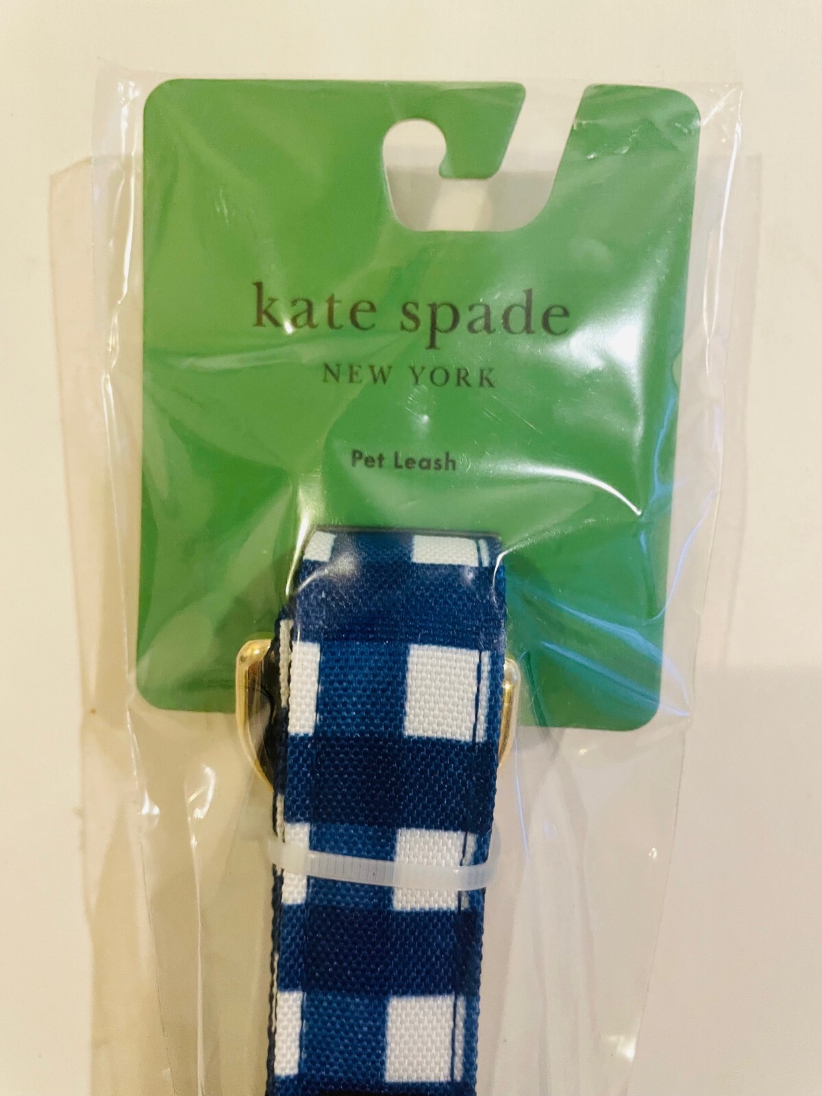 Kate Spade New York Navy Blue /gold/Gingham Leash (/L) for dog