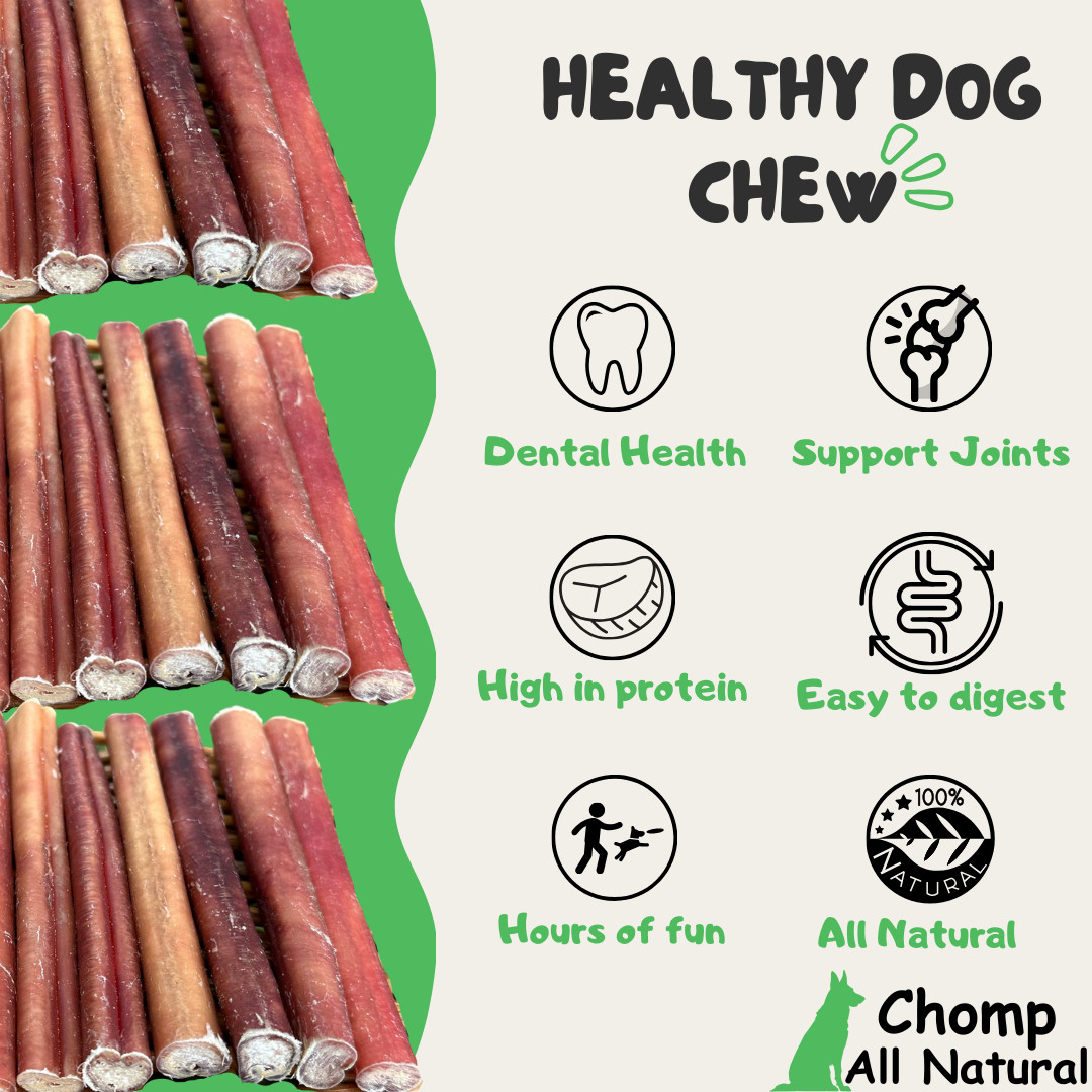 6″ inch BULLY STICKS Natural Dog Treats Chews USDA & FDA Approved, By Chomp