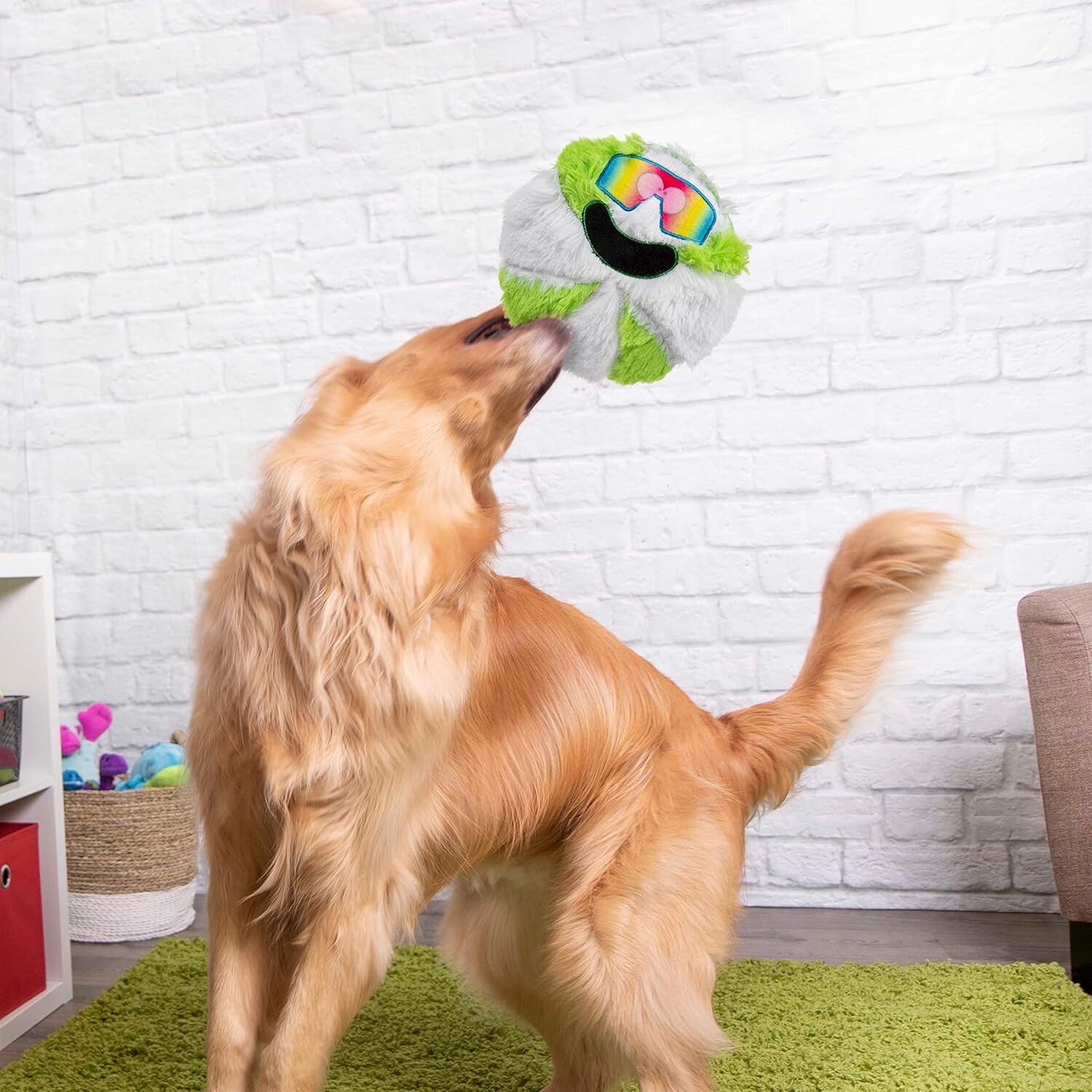 goDog Holiday Collection Mixed Materials TPE-Plush Cool Mint Squeaky Dog Toy