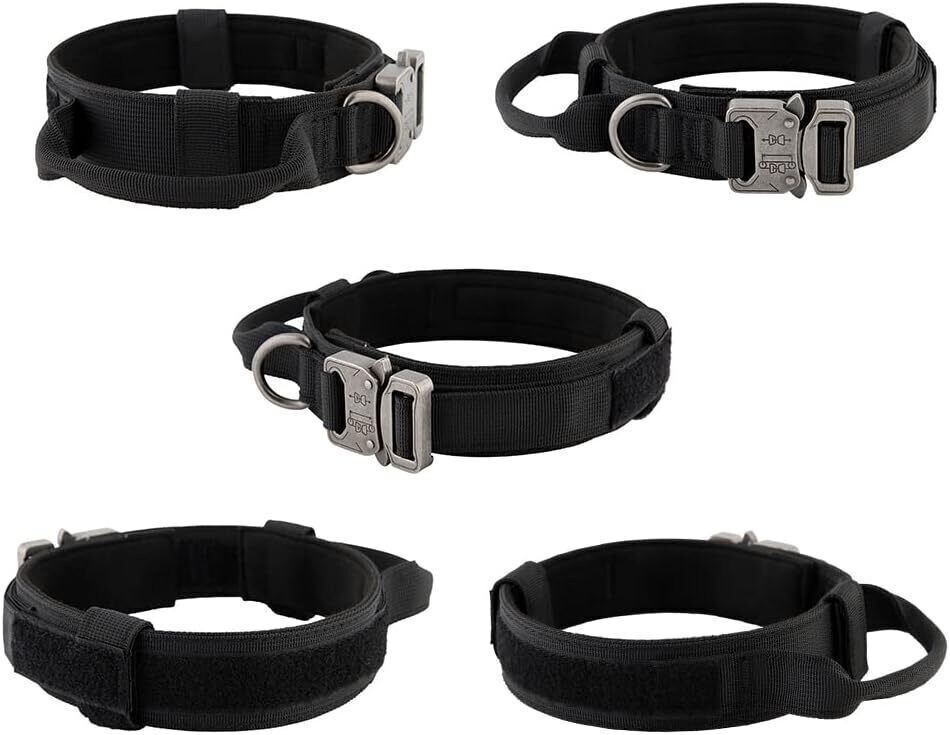 Tactical Dog Collar w/ Handle +Leash Heavy Duty Military Service Canine Training