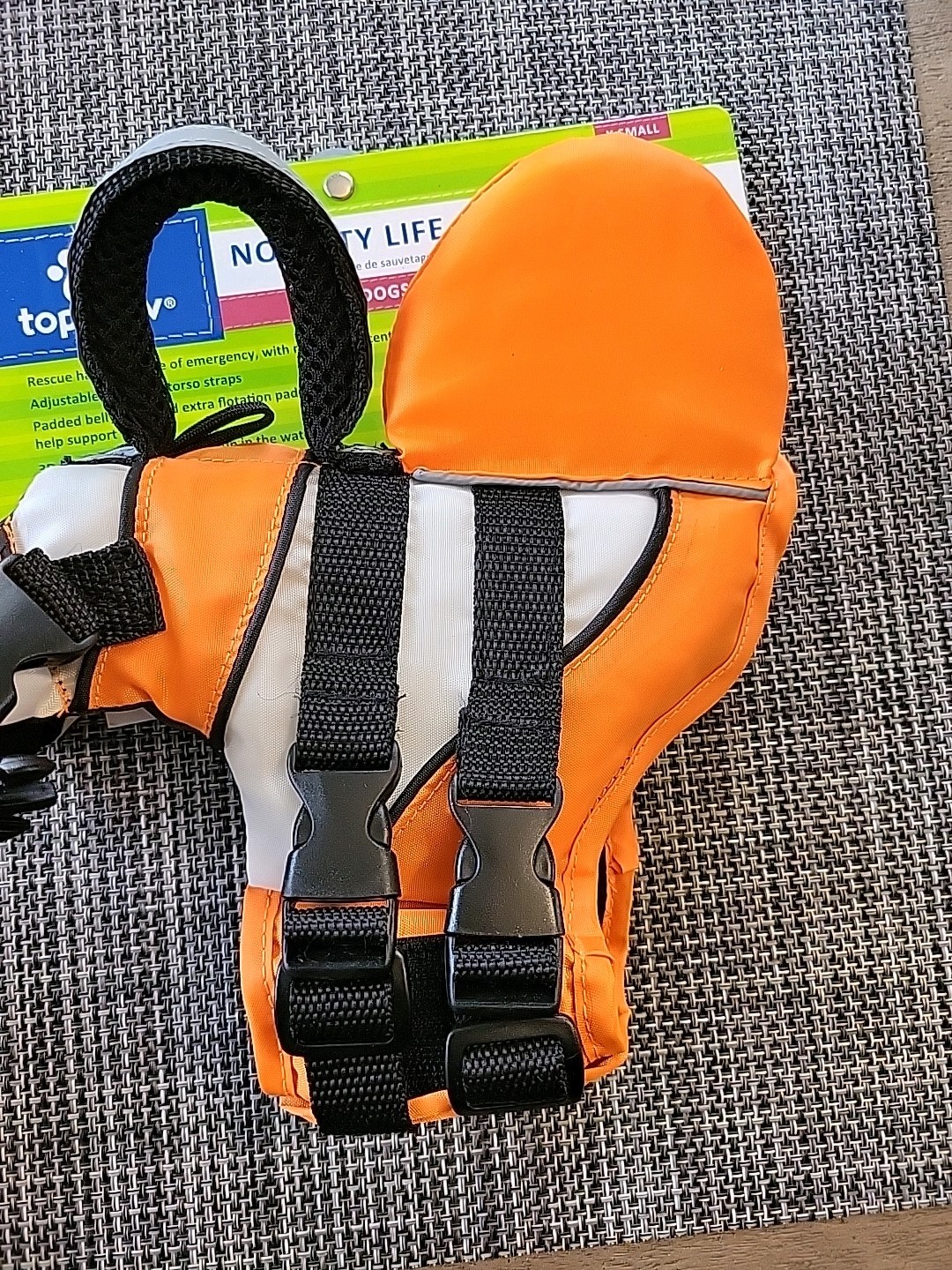 Top Paw Life Jacket for Dogs 5 to 15 lbs Size Xtra Small Orange 3d Fin handle