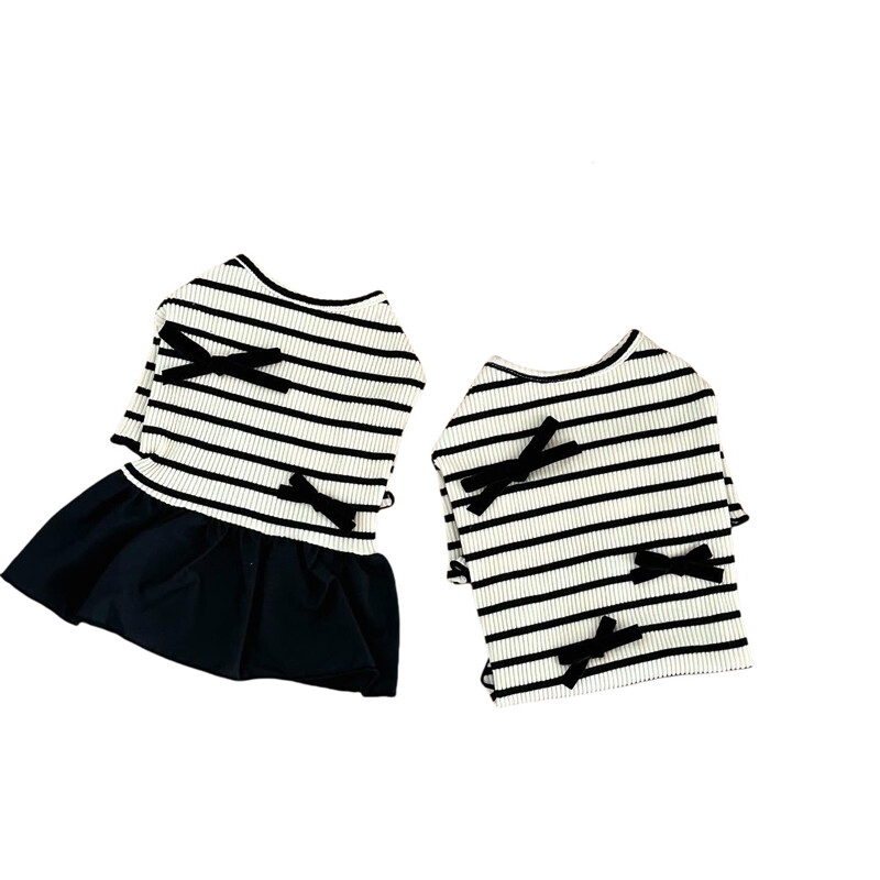 Puppy Spring Summer Short Sleeve Pet Striped Skirt Dog Fashion Clothes.
