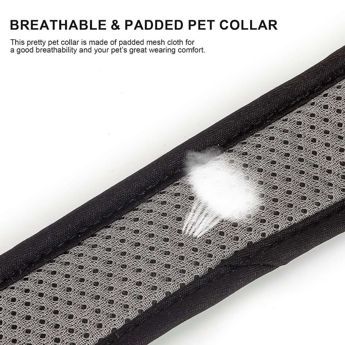 Dog Pet Adjustable Nylon Collar padded Reflective Small Medium Large With Buckle