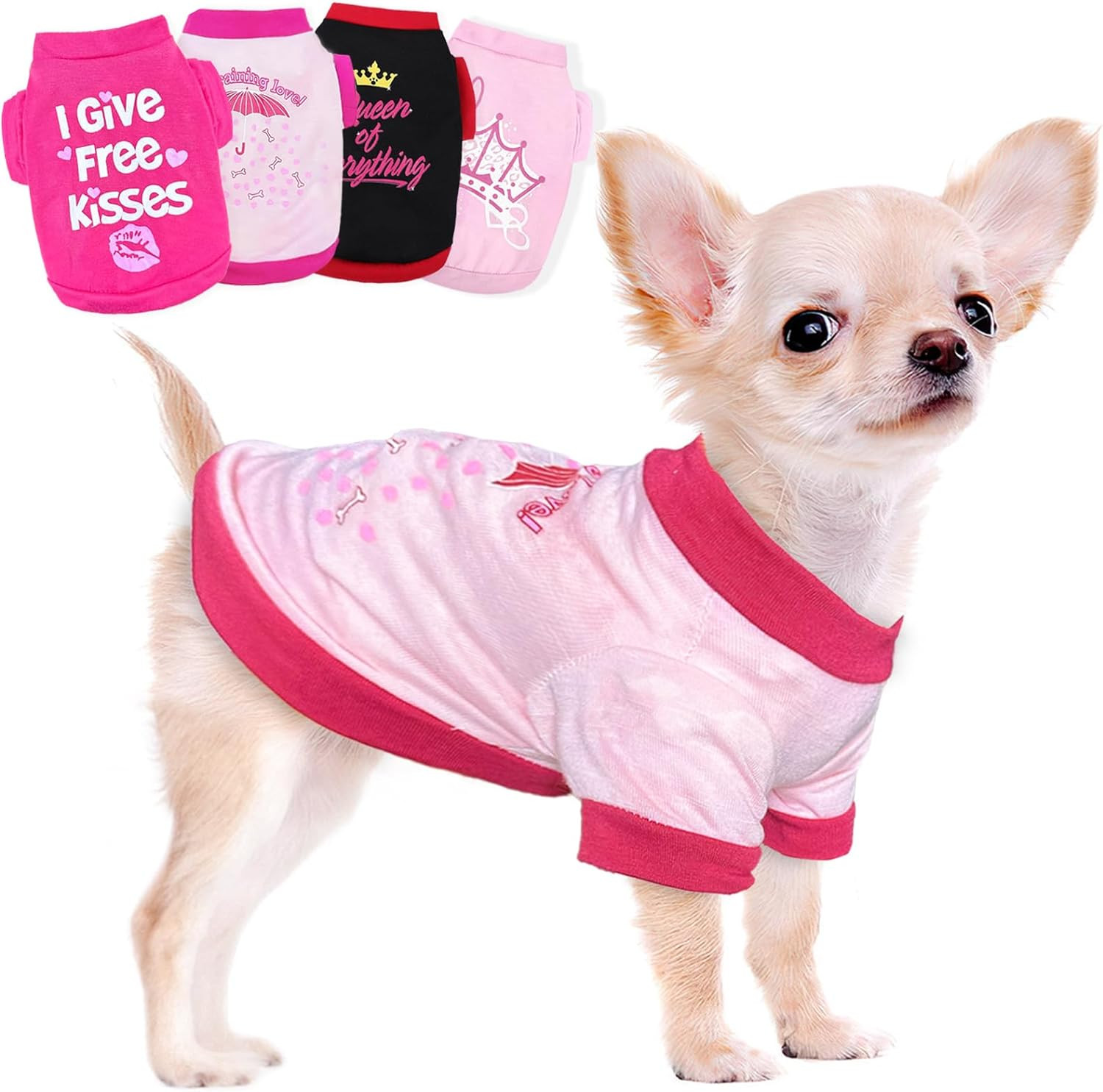 4 Pieces Dog Clothes for Small Dogs Girl Dog Shirts Chihuahua Yorkie Clothes Cut