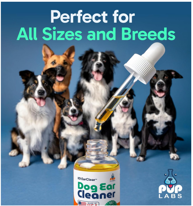 Ear Clear, Natural Dog Ear Cleaner and Infection Treatment for Dogs, Dog Drops