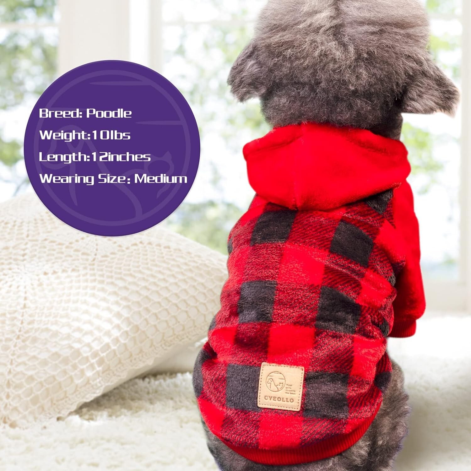 Dog Sweater Hoodie Warm Flannel Sweatshirt Thermal Buffalo Plaid Winter Coat