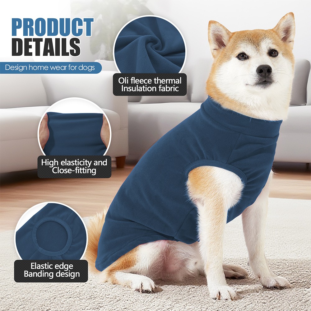 Warm Dog Sweater with Fleece Lining Winter Pet Jacket Soft Pullover Adjustable