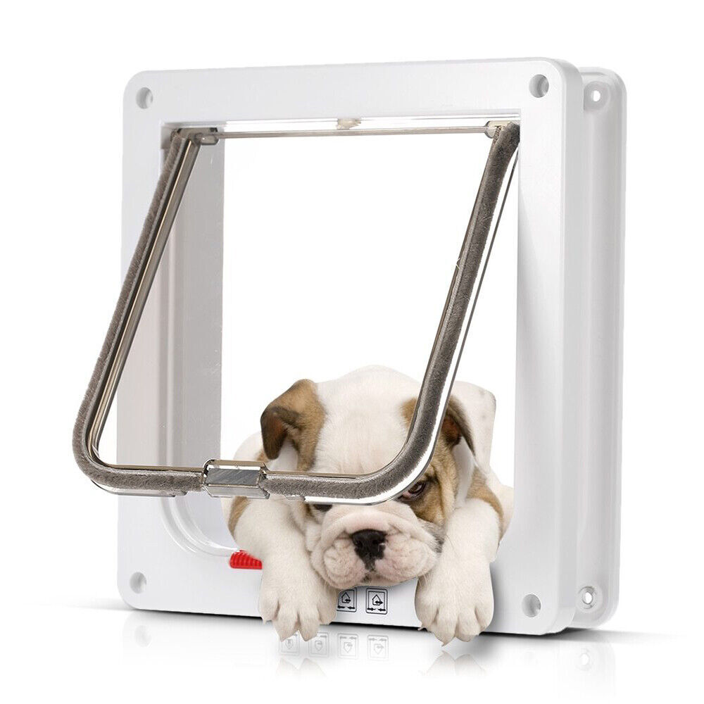 S/M/L/XL Pet Flap Door Frame Dog Cat Magnetic Lock Square Gate 4 Ways Lockable