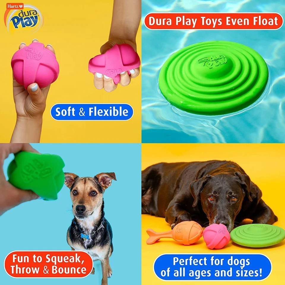 Bone Squeaky Latex Dog Toy for Medium Breeds, 3 Pack
