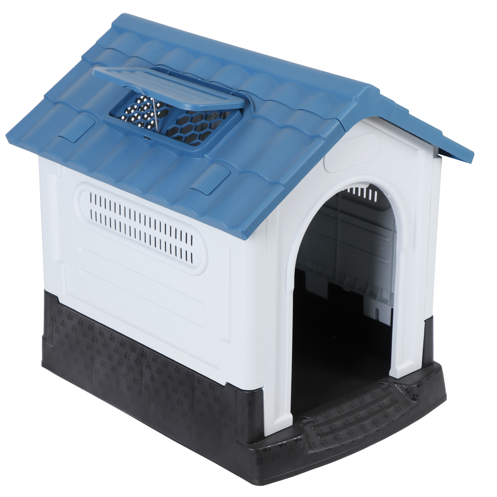 Dog House Indoor Outdoor Ventilate Waterproof Pet Plastic W/ Adjustable Skylight