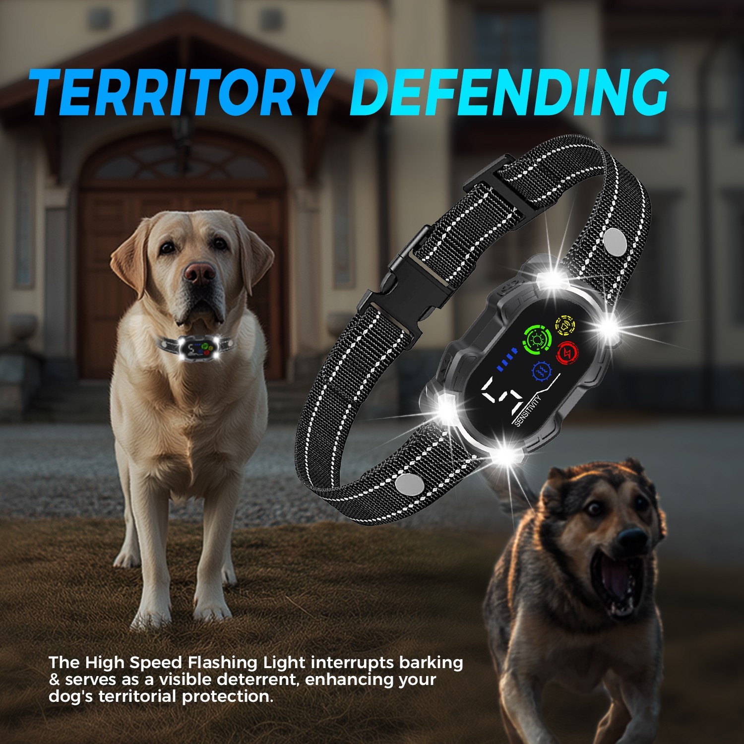AI Smart Dog Bark Collar All Breed Large Medium Small Flashing Light Waterproof