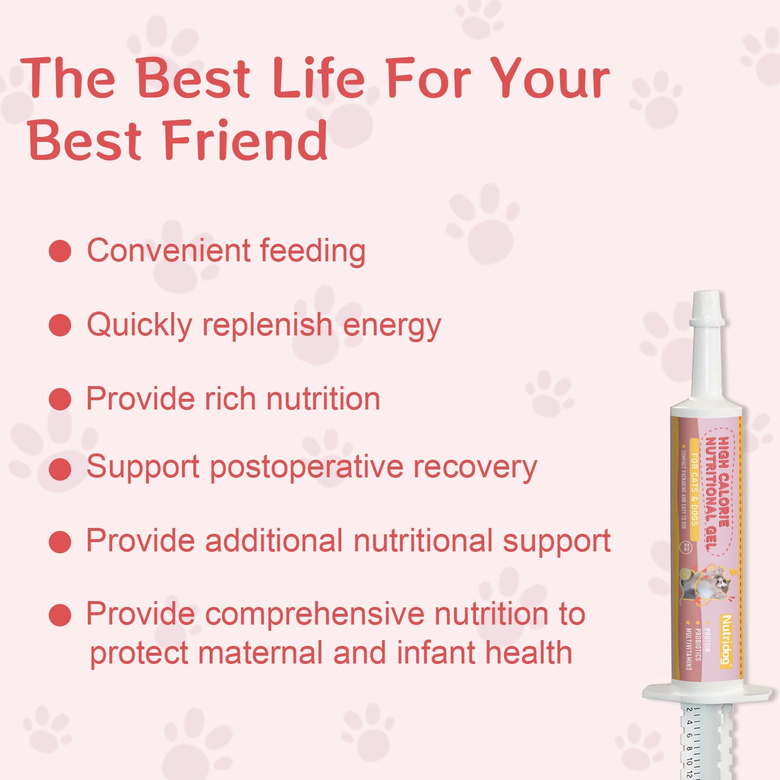 High Calorie Nutritional Gel for Cats and Dogs with Vitamin D for All Breeds
