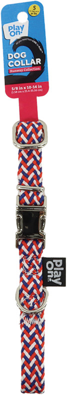 Woven Dog Collar, Red/White/Blue, Xtra Small
