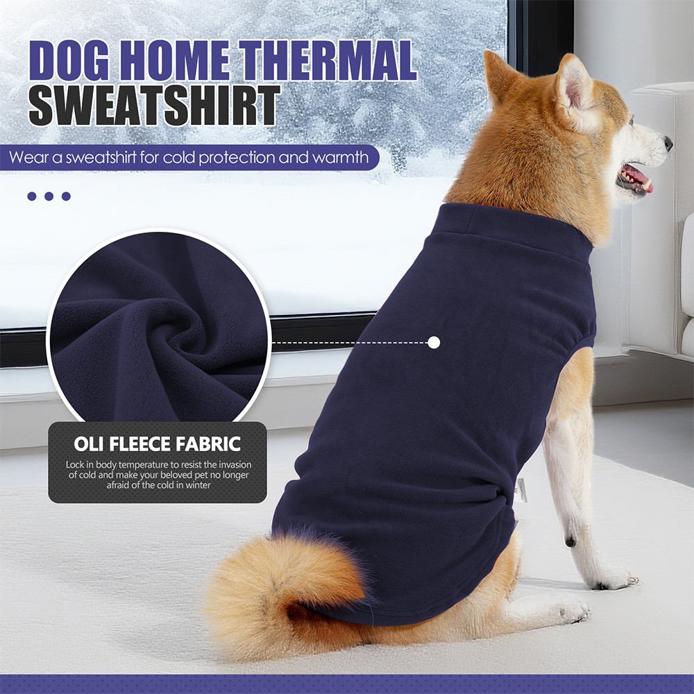 Warm Dog Sweater with Fleece Lining Winter Pet Jacket Soft Pullover Adjustable