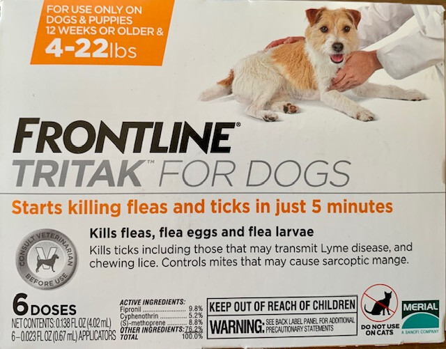 Frontline Plus Tritak Effective Flea Tick mange drop | Dogs 4-22 lbs | 3 doses |