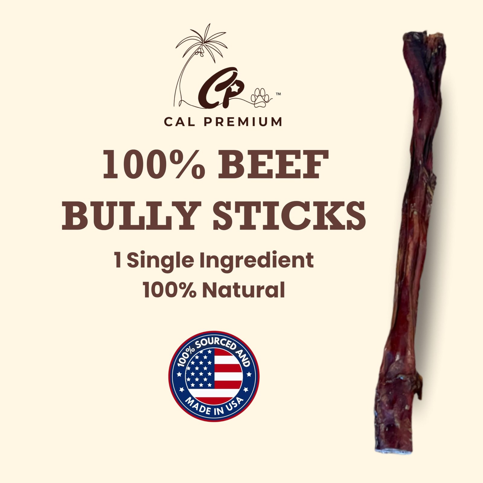 Cal Premium Natural Bully Sticks for Dogs, 9-11 inches, 1 Ounce (Pack of 4)