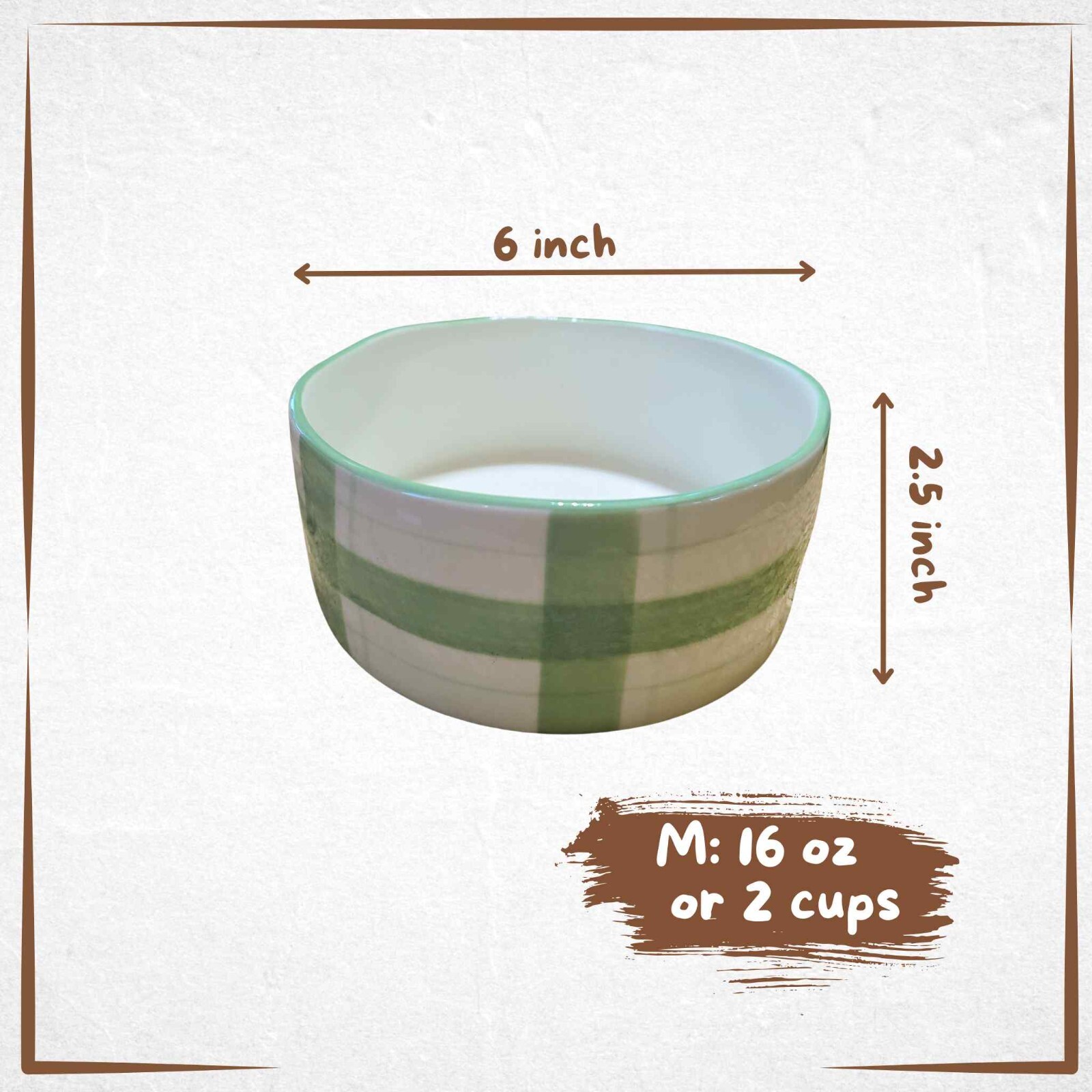 Ceramic Dog Bowl Plaid Medium Size High Quality Dog Bowl Two Colors