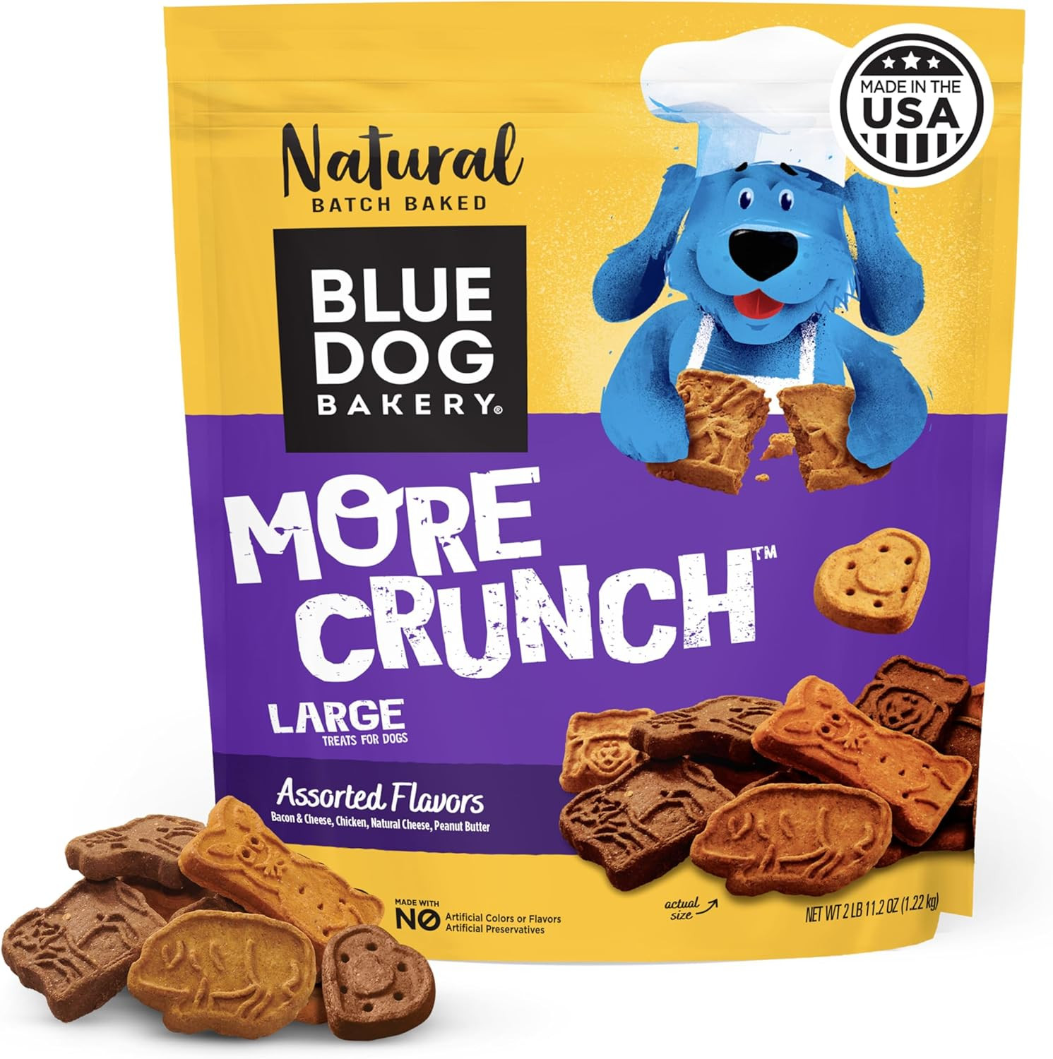 Blue Dog Bakery Natural Dog Treats, More Crunch Large, Assorted Flavors, 3lb. (1