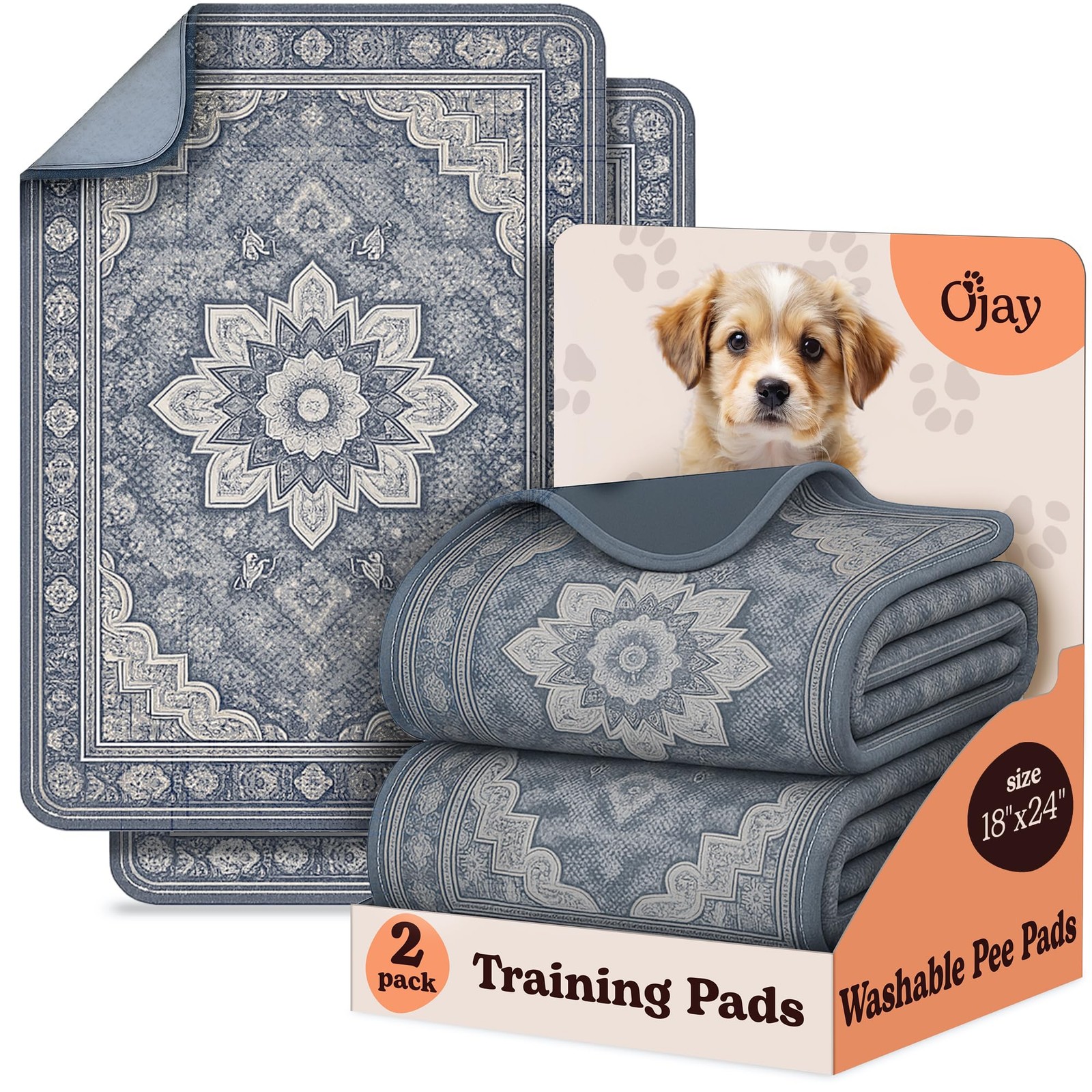 2 Pack Washable Dog Pee Pads Waterproof Non Slip Training Pads