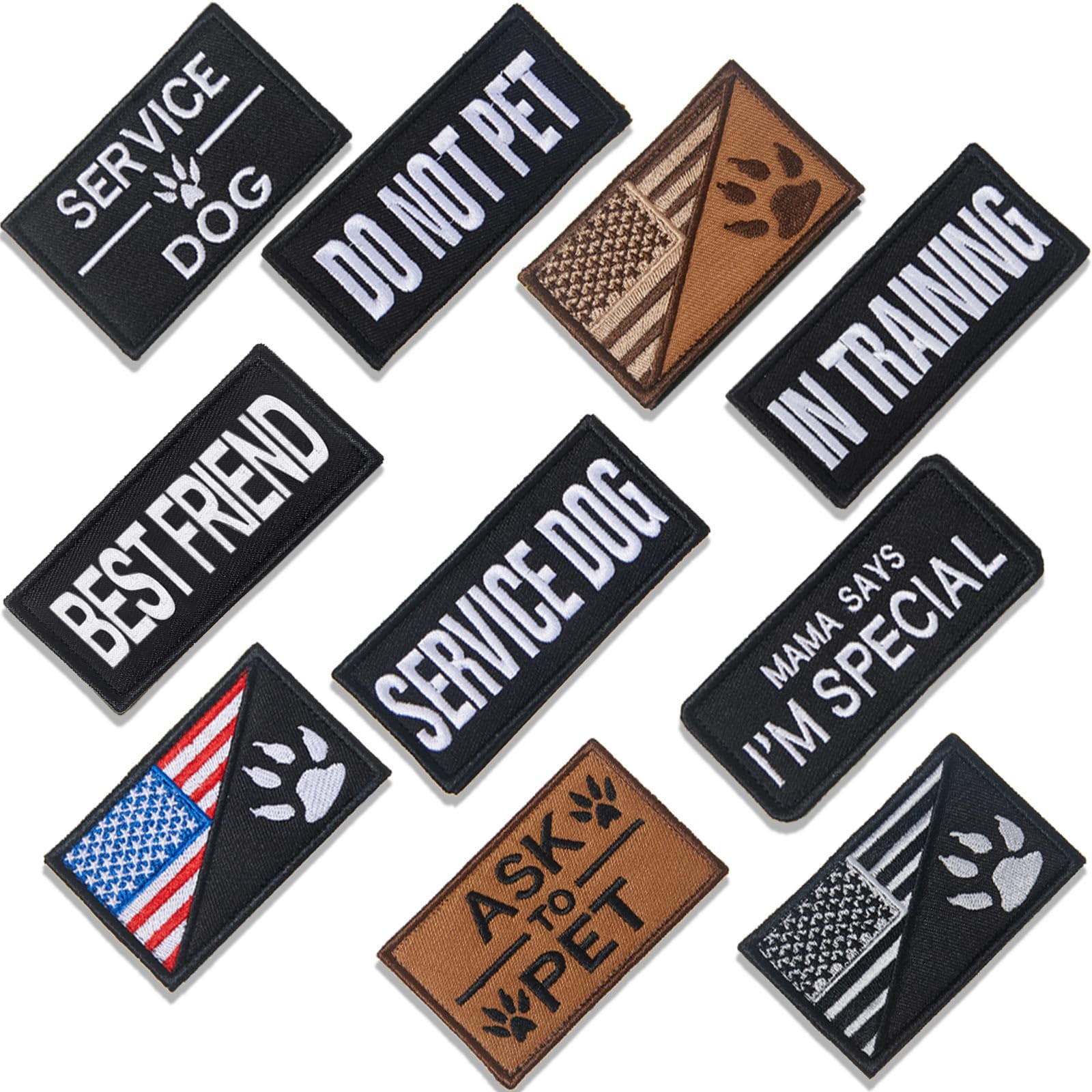 10 Pieces Service Dog 2 inch x 3 inch, 1.5 x 3.5 Multicolor