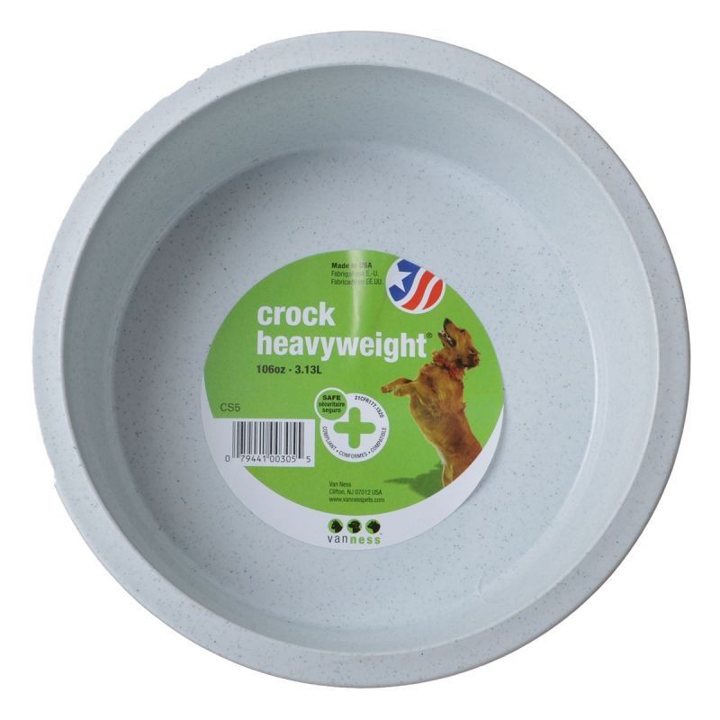 Van Ness Crock Heavyweight Dish Food Bowl for Dogs Jumbo 106 ounces – 5 Pack