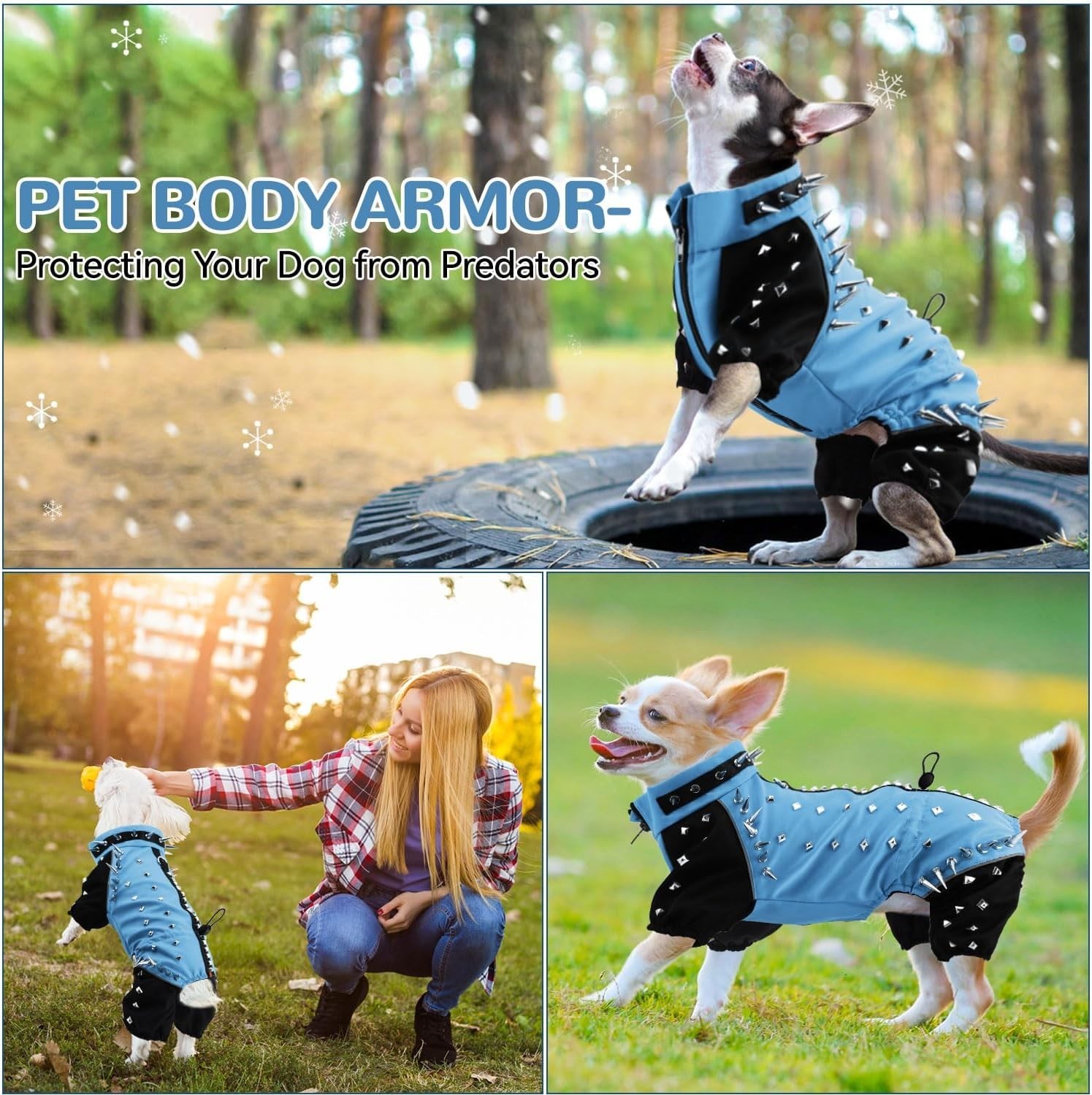 X-SMALL Anti-Hawk Dog Puncture Resistant Vest, Hard Plastic Spikes, Metal Rivets