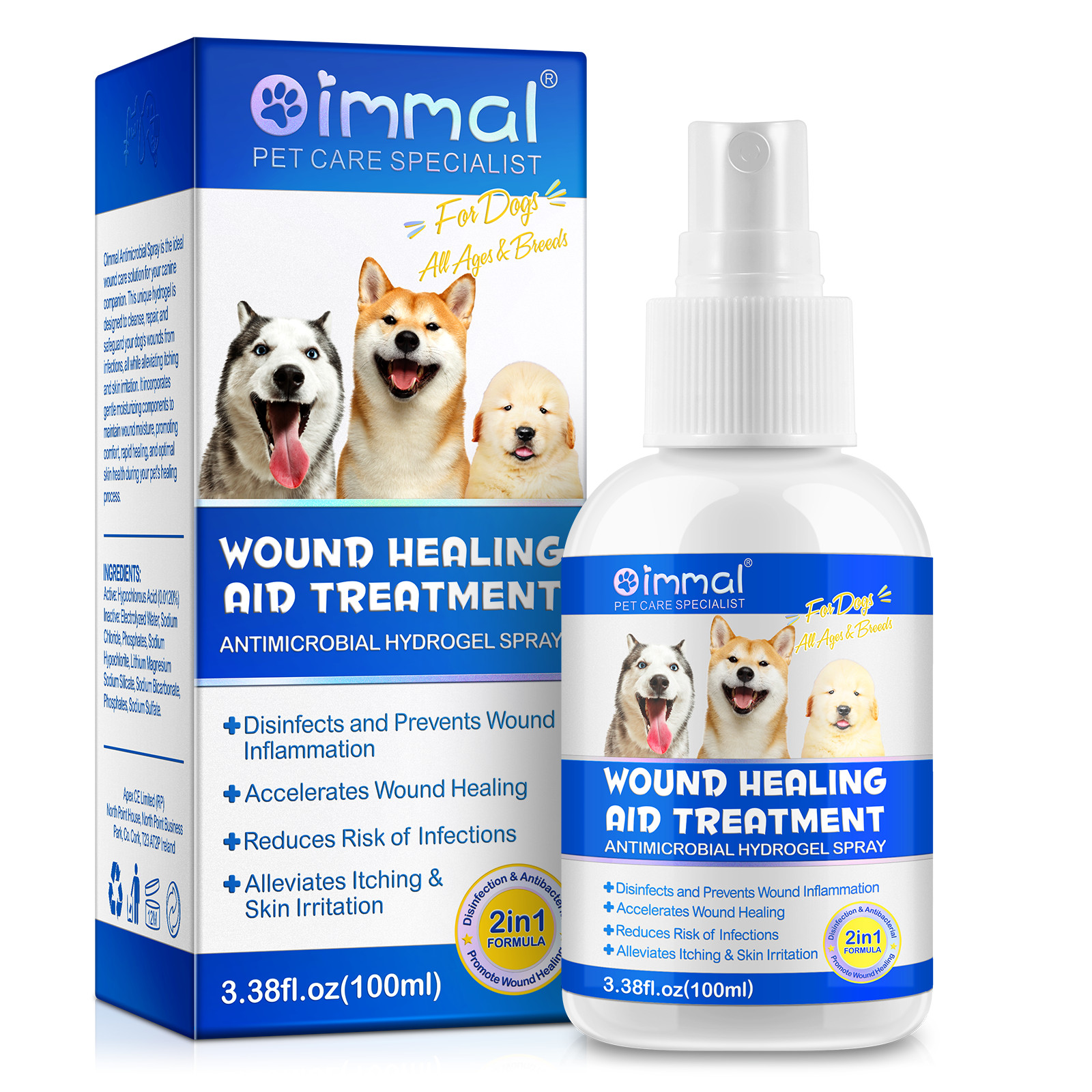 Wound Healing For Dogs Spray Skin Irritation & Itching Lower Infection Risk