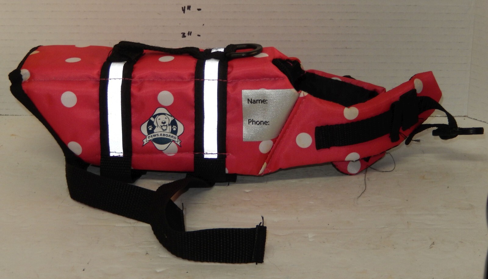 Paws aboard Dog Life Jacket Size XS Xtra Small Pink White
