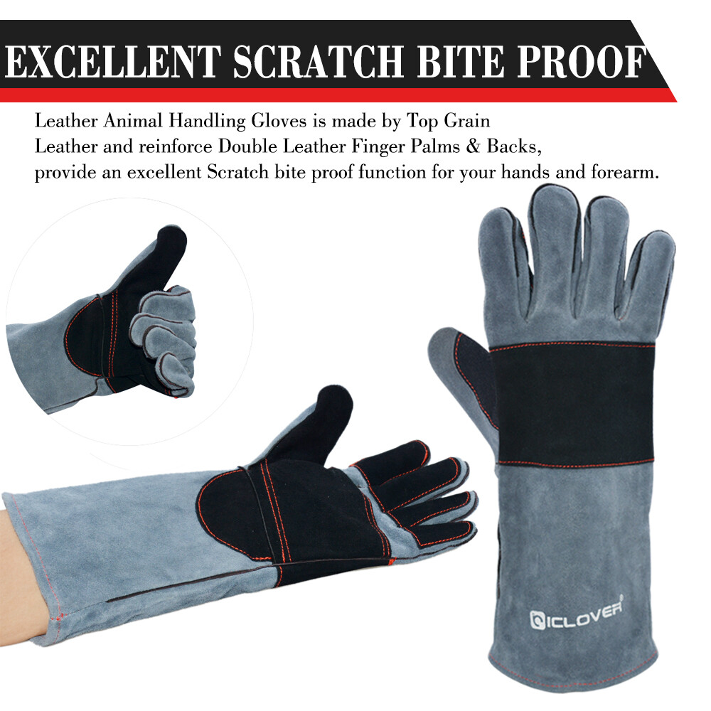 Heavy Duty Snake Animal Handling Scratch Bite Proof Leather Protective Gloves