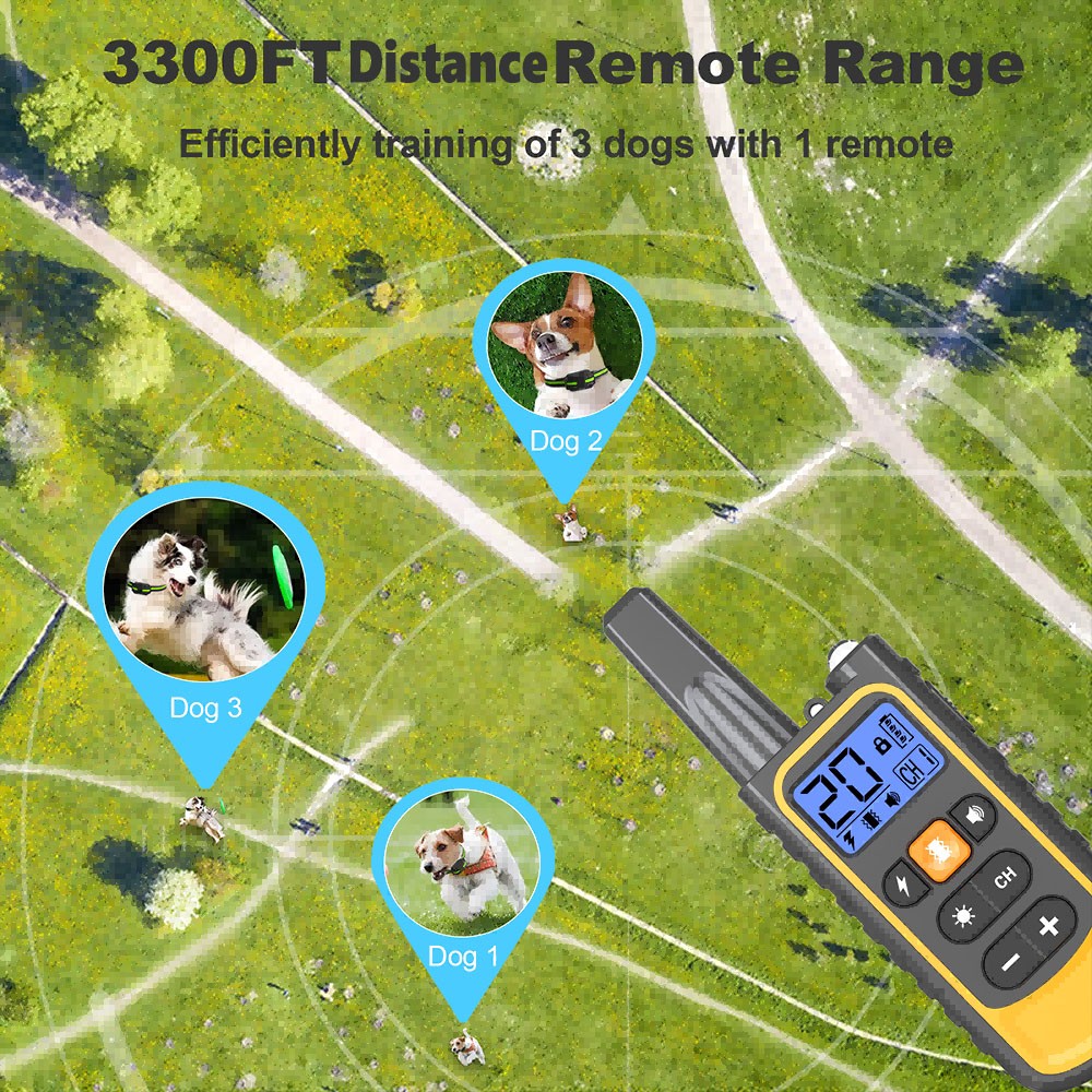 3300 FT PET Dog Training Collar Rechargeable Remote Shock Pet Waterproof Trainer