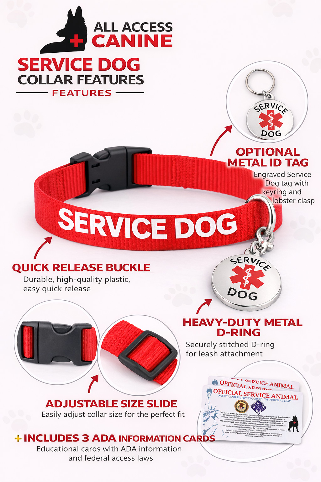 Service Dog | Emotional Support Animal Dog Collar Tag Harness ALL ACCESS CANINE™