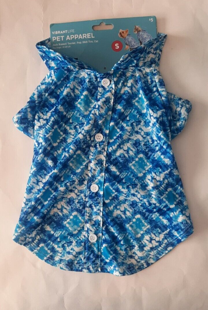 Vibrant Life Cat Dog Pet Clothes Blue And White Size S 10-20 Lb