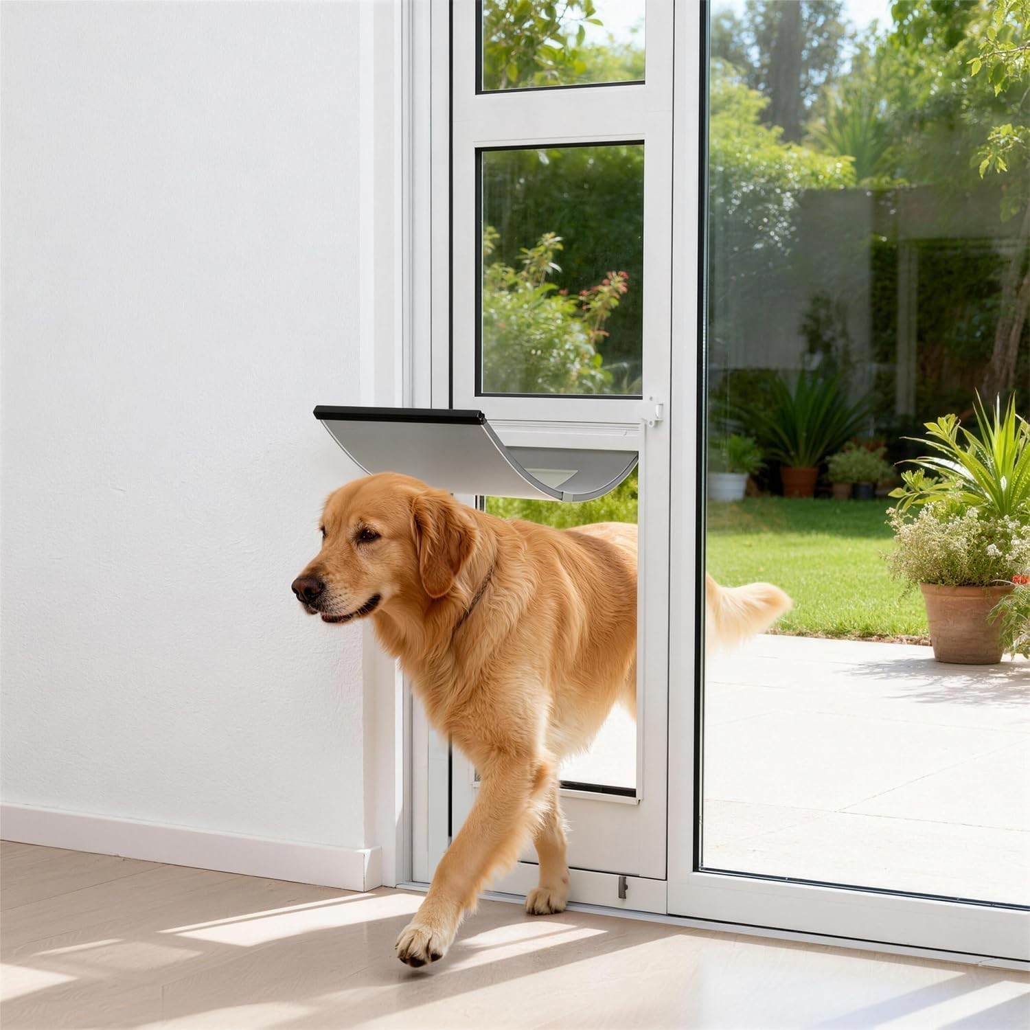Sliding Glass Dog Door Adjustable Patio Pet Door MEDIUM High Locking 91.1″-96.2″