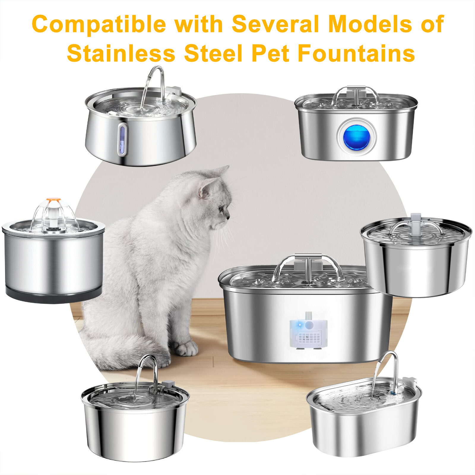 Pet Water Fountain Pump Replacement Pump for Stainless Steel Cat Water Dispenser